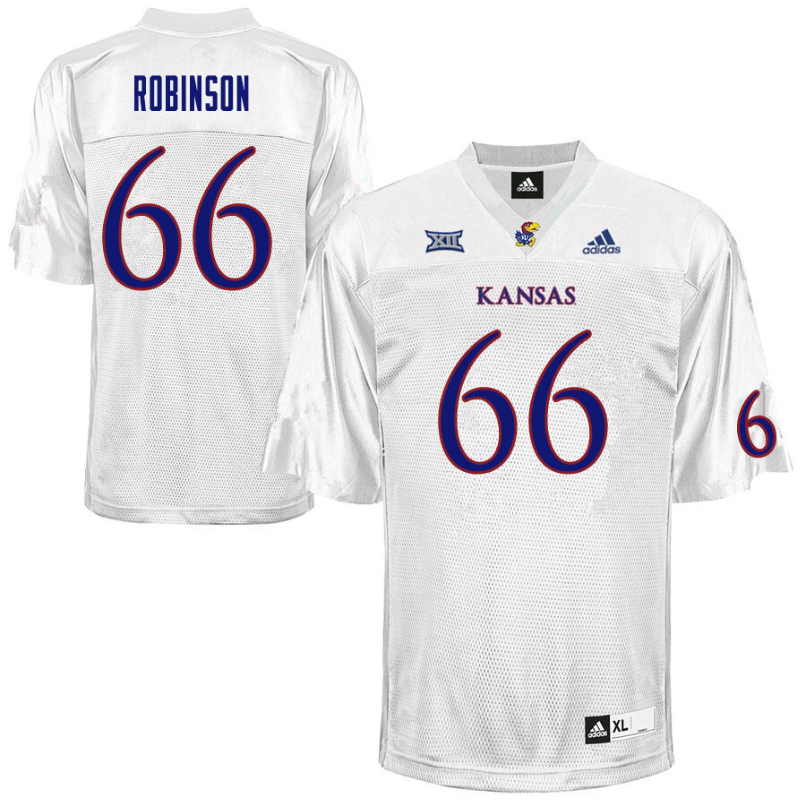 Men #66 Danny Robinson Kansas Jayhawks College Football Jerseys Sale-White - Click Image to Close